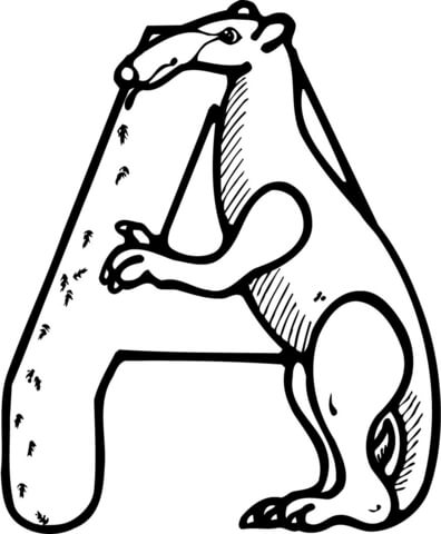 Letter A Is For Anteater Or Tamandua Coloring Page